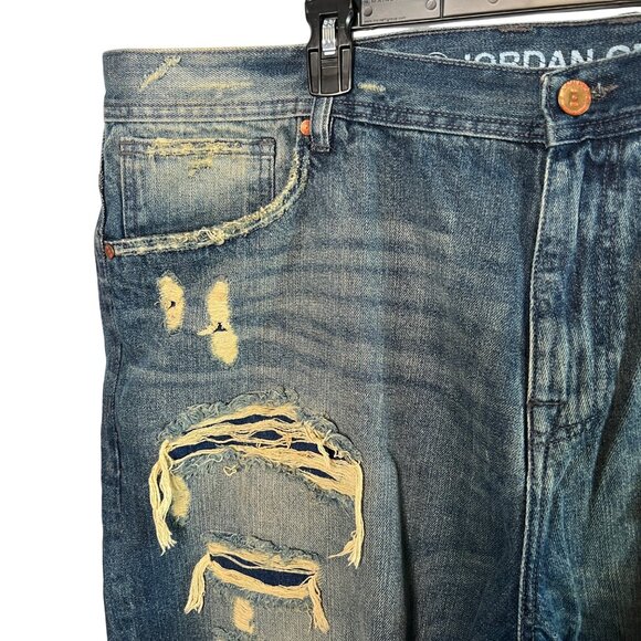 Jordan Craig Men's Distressed Ripped Jean Shorts Sz 44 Hip Hop Streetwear Grunge - Picture 4 of 13